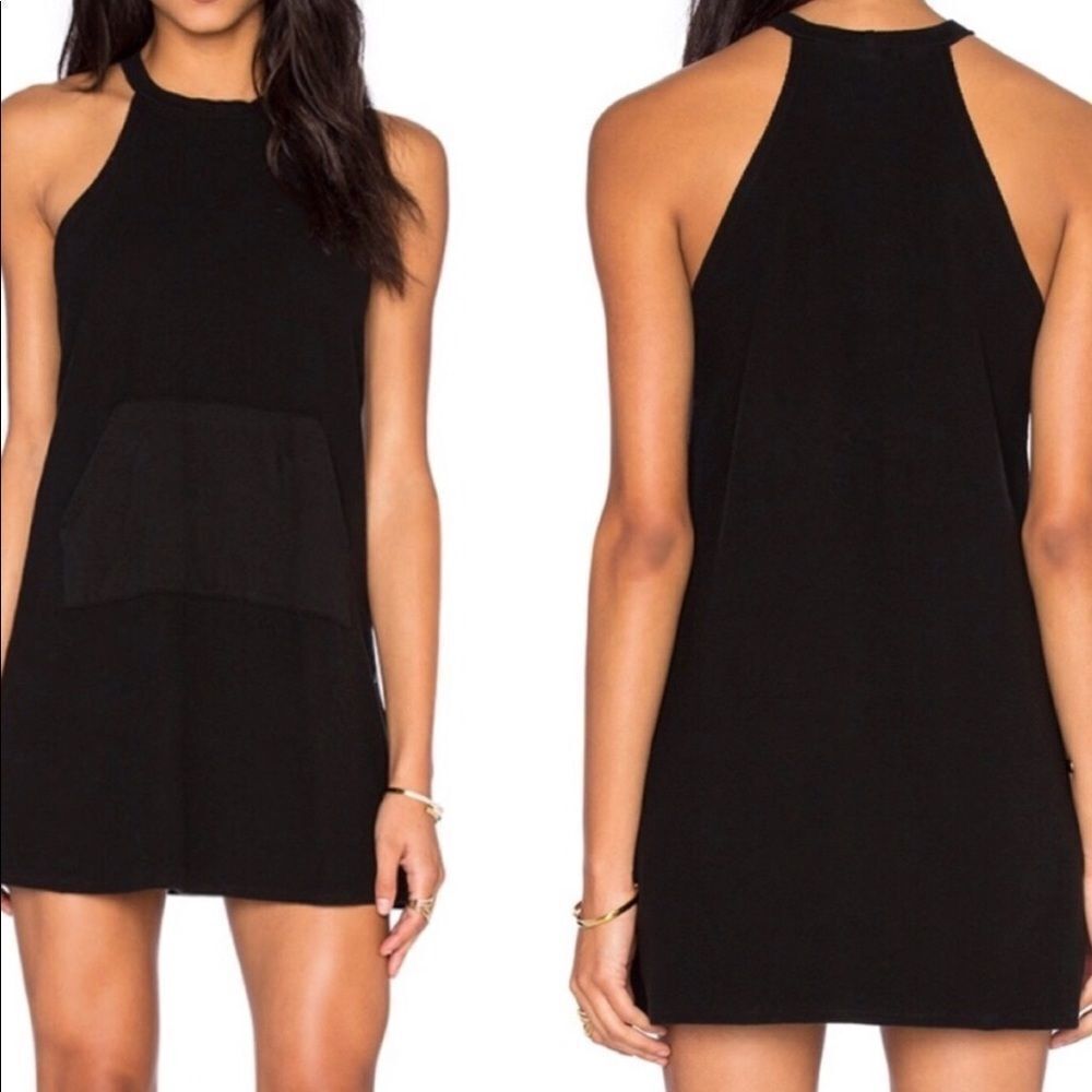 Nytt halter-style mini dress relaxed shift silhouette front pocket off white 1